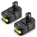 Miniatyrbillede 5 af 6: Pakke med 2 6,0 Ah batterier til RYOBI P108 One+ Lithium med 1 18V oplader Svart