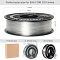 Miniatyrbild 2 av 4: Transparent PLA-filament 1,75 mm 1 kg filament för 3D-skrivare, 2,2 LBS 1 kg 1 spole 0,02 mm hög precision