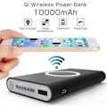 Miniatyrbillede 1 af 4: 3 i 1 Qi trådløs oplader 10000mAh Power Bank Support iPhone, iPad, iPod, Samsung, HTC, Xiaomi Svart