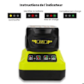 Miniatyrbillede 4 af 6: Pakke med 2 6,0 Ah batterier til RYOBI P108 One+ Lithium med 1 18V oplader Svart