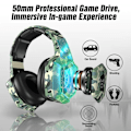 Miniatyrbillede 3 af 4: ONIKUMA K8 Gaming Headset til Nintendo Switch PS4 Xbox One - Camouflage med mikrofon Vit