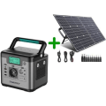 Miniatyrbillede 1 af 4: SWAREY 220V 518Wh bærbar solcellegenerator med 100W foldbart solpanel, rejsereservestrømsæt grå