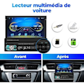 Miniatyrbild 4 av 4: Carplay bluetooth bilradio 1 Din GPS 7'' Infällbar pekskärm FM-radio Handsfree AUX-USB-TF Spegellänk+Fjärrkontroll+Kamera