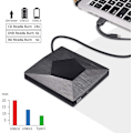 Miniatyrbillede 2 af 5: Ekstern 3D DVD-drevbrænder, Ultra Tynd USB 3.0 og Type-C BD CD DVD Brænder Afspiller Skriver Læser Disk til Mac O