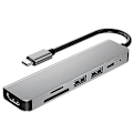 Pikkukuva 1 / 5: 6-in-1 USB Type-C Hub-sovitin 4K 30Hz -yhteensopivalla portilla USB3.0 TF PD Video Mul