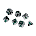 Miniatyrbillede 1 af 5: 7 stk. Multisidede Terninger Sæt D&d Terningspil Polyhedrale Terninger Krom Klar Grøn