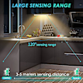 Miniatyrbilde 2 av 4: LED-skapbelysning, sensorlys 120 LED, oppladbar dimmbar sensorlys natt med bevegelsessensor, for skap