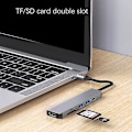 Pikkukuva 3 / 5: 6-in-1 USB Type-C Hub-sovitin 4K 30Hz -yhteensopivalla portilla USB3.0 TF PD Video Mul