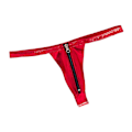 Miniatyrbilde 5 av 5: Sexy Dame Lær Zip-Åpen Front Thong Undertøy G-streng T-rygg Rød
