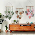Miniatyrbild 2 av 5: Blad Macrame Väggbonad Boho Rum Heminredning Vävd Estetisk Väggtapet Hem Rum Bröllop Deko