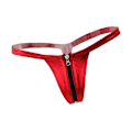 Miniatyrbillede 2 af 5: Sexy Kvinders Læder Lynlås Åben Front Thong Underwear G String T Ryg Rød
