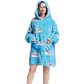 Miniatyrbild 4 av 5: Karneval Dinosaurie Världsmönster Fleece Unga Pojkar och Flickor Vinter Svart Tjock Varm Filt Hoodie SYR124 extended length 1.4m