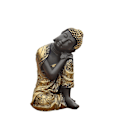Miniatyrbilde 3 av 5: Knelende Buddha-statue i rustikk stil, for stue, religiøs, venstre