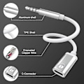 Miniatyrbillede 3 af 5: 3,5 mm Han til Type C Hun Audiokabel, Analog Audio Jack Hovedtelefon Audio Adapter til MP3 Afspiller
