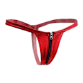 Miniatyrbild 4 av 5: Sexig Kvinnors Läder Blixtlås Öppen Fram Thong Underkläder G String T Bak Röd