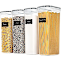 Miniatyrbilde 1 av 5: Lufttette matbeholdere med lokk, 4 stk 2,8l pastabeholdere for pantryorganisering og oppbevaring, BPA-fri kjøkkenoppbevaringsbeholdere for S