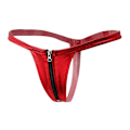 Miniatyrbild 3 av 5: Sexig Kvinnors Läder Blixtlås Öppen Fram Thong Underkläder G String T Bak Röd