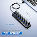 Pikkukuva 2 / 5: 7 Portin USB-keskitin Jakaja Hub USB 3.0 Adapteri Useita Portteja Adapteri SES:n ja S:n kanssa