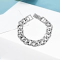 Miniatyrbillede 2 af 5: Luksuriøs Cuban Kæde med Bling - Lang, Tung og Besat med Rhinestones - Stærk til Fest - Mænd - Sølv - 7.87inch