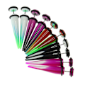 Miniatyrbillede 3 af 5: 2x5 Par Assorterede Farver Taper Dobbelt O-ring Cheater Illusion Øreprop 1mm(18g)
