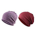 Miniatyrbillede 1 af 4: 2 Stykker Bomuld Slouchy Baggy Beanie Kemohue Slouchy Hat Lilla+Rød