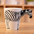 Miniatyrbillede 1 af 4: 2024 Ny 3D Keramisk Dyreprint Håndmalet Keramik Kaffe Kop (Zebra)