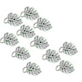 Miniatyrbilde 1 av 5: Monstera Serviettringer Sett med 10, Kunstig Palmeblad Serviettring, Grønn Blad Serviettspenner Holder for Borddekking