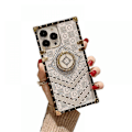 Miniatyrbilde 1 av 2: XYC Firkantet Deksel TPU Luksus Gitter Blomst Design Etui Kompatibel med iPhone 13 Pro Max 6.7\" støtsikker Beskyttende Heavy Duty Hvit Etui