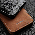 Miniatyrbilde 5 av 5: MELKCO Etui til iPhone 15 Anti-fall Vertikal Klaff Ekte Ku Skinn + PC Deksel