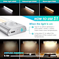 Miniatyrbilde 3 av 4: LED-skapbelysning, sensorlys 120 LED, oppladbar dimmbar sensorlys natt med bevegelsessensor, for skap
