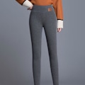 Miniatyrbillede 2 af 5: Dame Fleeceforet Leggings Tykke Fløjlsstrømper Højtaljet Leggings Ensfarvet Xl