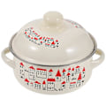 Miniatyrbild 2 av 2: Emaljerad Stockpot med Dubbla Handtag, Gryta i Vintage Stil, Emaljerad Soppgryta med Lock