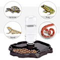 Miniatyrbilde 3 av 5: Reptil Vannbeholder, 2-i-1 Anti-overløp Skål Matdispenser, Plastskål For Skilpadde Gecko - Brun TR388