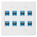 Miniatyrbilde 1 av 5: Ethernet veggplate med 8 porter - Dobbel Cat6 RJ45 nettverkskabel frontplate hunn til hunn - Blå