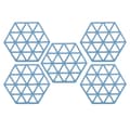 5-pack silikon hexagon underlägg värmeisolerande bordstabletter för matbord blå