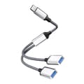 Miniatyrbillede 1 af 5: Type-C til dobbelt USB 2.0-adapter sølv Silver