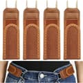 Kardborre midjespänne 4-pack justerbart järnkrokssystem Lågprofil elastiskt midjebälte i polyester och zinklegering för osynligt bärande Khaki Khaki