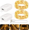 3M Fairy Lights 2-pack - Varmvit Uppladdningsbar Multi-Mode för Sovrum Trädgårdsfest Yellow 2 PC-3M