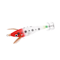 Miniatyrbild 3 av 5: Luminous Squid Jig Fiskebete - Hårdbete för Havs-, Flod- och Dammfiske (Rött Ljus, Vit Kropp, Svarta Prickar)