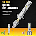 Miniatyrbillede 3 af 3: Aileo 2 stk. H3 H1 LED-lys 13000lm 6000k Forlygte Pære Mini Størrelse Design Trådløs Til Bil Lamper Csp 7035 Chips Hvid Plug&play