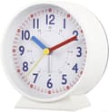 (White) Silent Alarm Clock without Ticking, Phosphorescent Analog for Desk