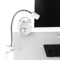 (White) LED Desk Lamp with Clamp - Dimmable - Flexible - White - Metal + Plastic - E27