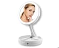 Foldable Makeup Mirror with 10x Magnification and LED Light for Bathroom