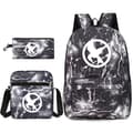 The Hunger Games Stjerneklar Himmel Ungdomsstuderende Rygsæk til Mænd og Kvinder Rejserygsæk Tredelt Sæt Sort Thun Backpack + shoulder bag Black Thunder