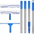 Professional Window Cleaning Set, Detachable Long Handle, 150 cm, 2-in-1 Window Cleaner, Soft Rubber Handle with Microfiber Cloth