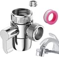 Faucet Adapter with Diverter - 3-Way Switch with M22/M24/G1/2\" Threads for Kitchen Faucet & Hand Shower