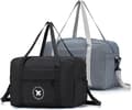 2-pack Cabin Bag 40x20x25 Suitcase Foldable Underseat Waterproof Weekend Bag Lightweight Hand Luggage with Shoulder Strap, Black + Grey