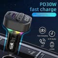 Miniatyrbilde 3 av 5: Fargerik Lys Bil Bluetooth Adapter FM-sender MP3-spiller Type-C+USB Billader