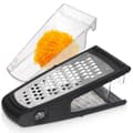 Practical kitchen grater with two blades and stainless steel container
