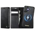iPhone 17 Case Leather Case with MagSafe and RFID Blocking, Detachable Wallet Svart